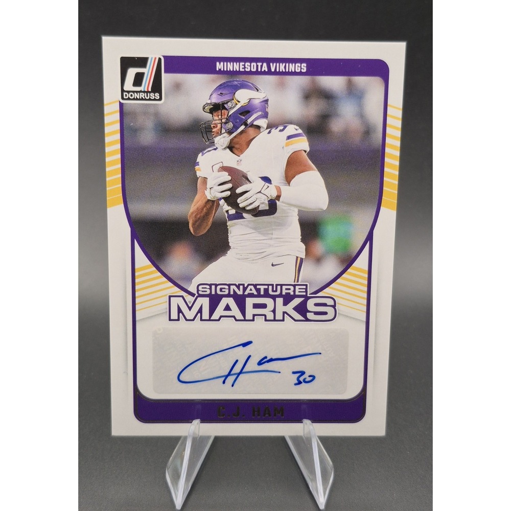 2024 Panini Donruss C.J. Ham #SMA-CHA Signature Marks (AU) Minnesota Vikings